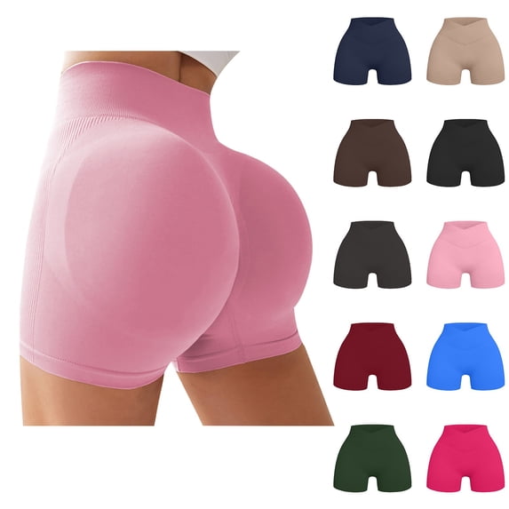 Breezora Womens High Rise Seamless Biker Shorts with Lifted Booty Quick Dry Breathable Running Yoga Tights