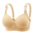 thumbnail image 1 of Breezora Womens Lace Back Closure Bra Shaping Support Underwire Free Adjustable Strap Side Coverage Comfort Everyday Bralette Beige, 1 of 2