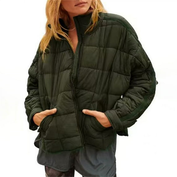 Breezora Womens Lightweight Packable Puffer Jacket with Zip Warm Winter Short Coat S Size Green