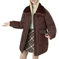 thumbnail image 1 of Breezora Womens Medium Length Puffer Jacket Winter Thickened Cotton Blend Coat With High End Texture XL Size Coffee, 1 of 9