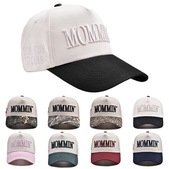 Breezora Womens Mommin Trucker Hat Retro Two Tone Ponytail Baseball Cap Embroidered Adjustable Gift for Mom