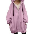 thumbnail image 1 of Breezora Womens Oversized Full Zip Hoodie Long Sleeve Loose Warm Sweatshirt Fall Winter Pullover With Pockets XXXXXL Size Pink, 1 of 9