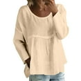 thumbnail image 1 of Breezora Womens Oversized Long Sleeve T Shirt New Solid Color Casual Comfort Loose Fit Top L Size Beige, 1 of 4