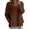 thumbnail image 1 of Breezora Womens Oversized Long Sleeve T Shirt New Solid Color Casual Comfort Loose Fit Top L Size Brown, 1 of 1