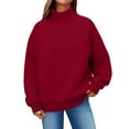 thumbnail image 1 of Breezora Womens Oversized Mock Neck Sweatshirt Long Sleeve Pullover Top 2025 Fall Collection Casual Comfort Wear S Size Red, 1 of 1