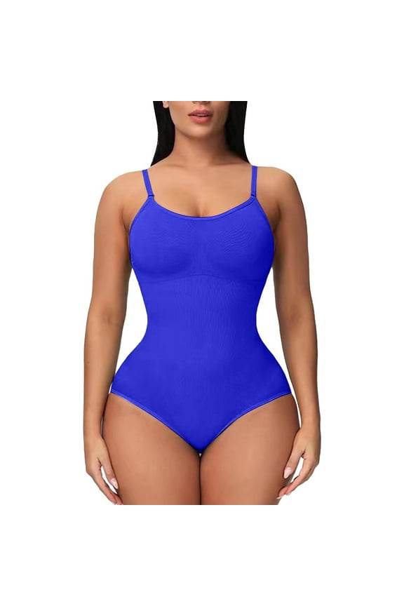 Womens Seamless Shapewear Bodysuit Tummy Control Thong for Smooth Look Under Clothes L Size Blue