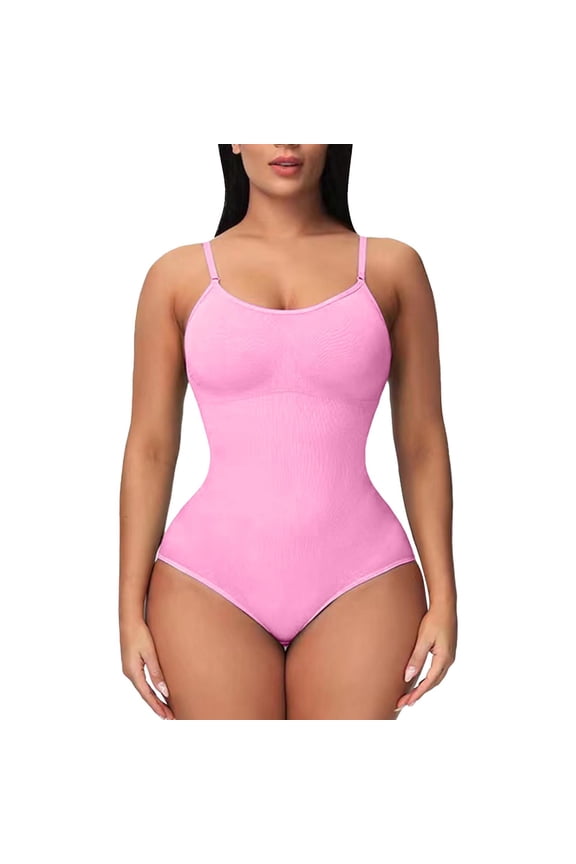 Womens Seamless Shapewear Bodysuit Tummy Control Thong for Smooth Look Under Clothes L Size Pink