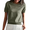 thumbnail image 1 of Breezora Womens Soft Stretch Round Neck Short Sleeve T Shirt Solid Color Easy Care Comfort Fit Top L Size Blackish Green, 1 of 6