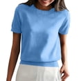 thumbnail image 1 of Breezora Womens Soft Stretch Round Neck Short Sleeve T Shirt Solid Color Easy Care Comfort Fit Top XL Size Blue, 1 of 6