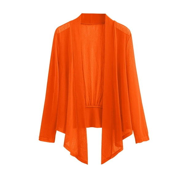 Breezora Womens Stretchy V Neck Knit Cardigan Long Sleeve Lightweight Elegant Layering Piece 3XL Size Orange