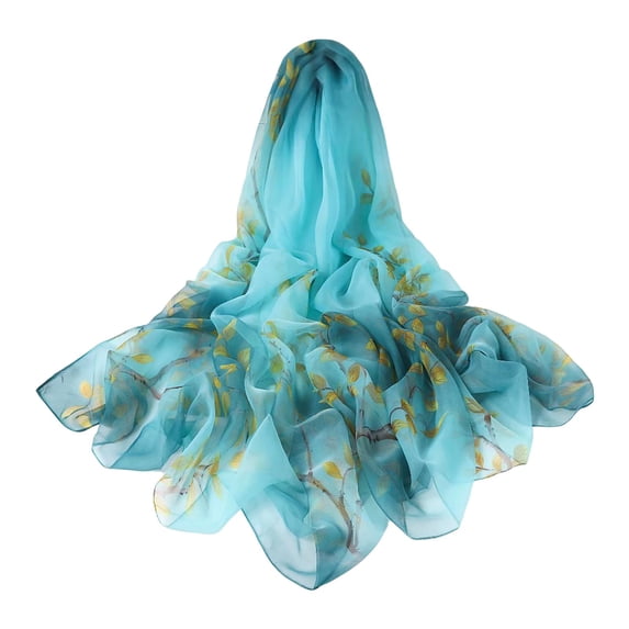 Breezora Womens Summer Sun Protection Soft Silk Scarf Long Shawl Lightweight Beach Wear Fashion Accessory for Outdoor Activities Blue