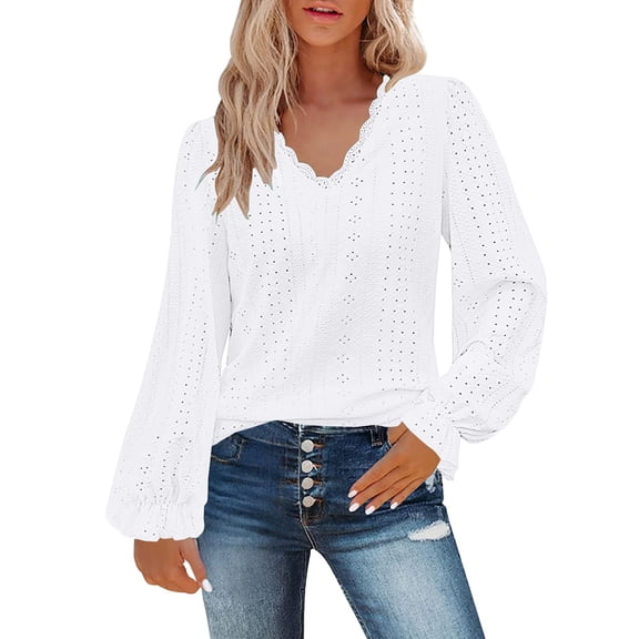 Breezora Womens V Neck Blouse with Delicate Sleeve Detail Elegant Pleated Accents Soft Flowy Fabric Breathable Comfort Wear Versatile Layering Top S Size White