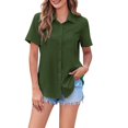 thumbnail image 1 of Breezora Womens V Neck Short Sleeve Blouse Relaxed Fit Casual Work Shirt Breathable Comfortable Summer Office Tops M Size Green, 1 of 9