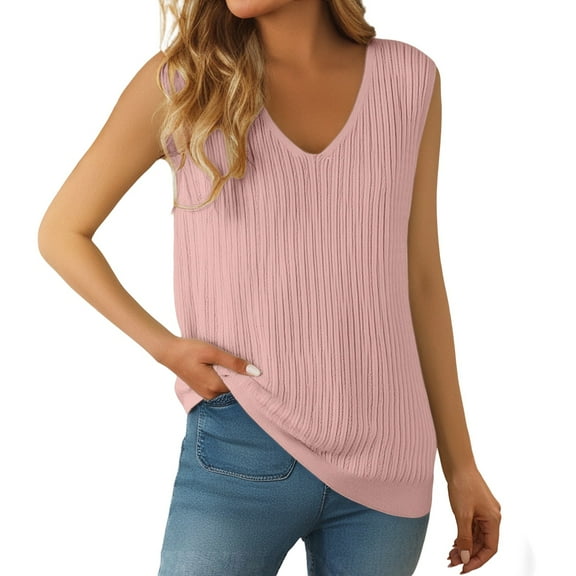 Breezora Womens V Neck Sleeveless Knit Top Lightweight Breathable Layering Piece Stretchy Comfortable Camisole Alternative S Size Pink