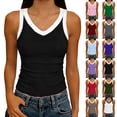 thumbnail image 1 of Breezora Womens V Neck Tank Tops - Sleeveless Ribbed Knit Camisole with Slim Fit, Lightweight Summer Layering Tops for Casual Outfits, 1 of 7