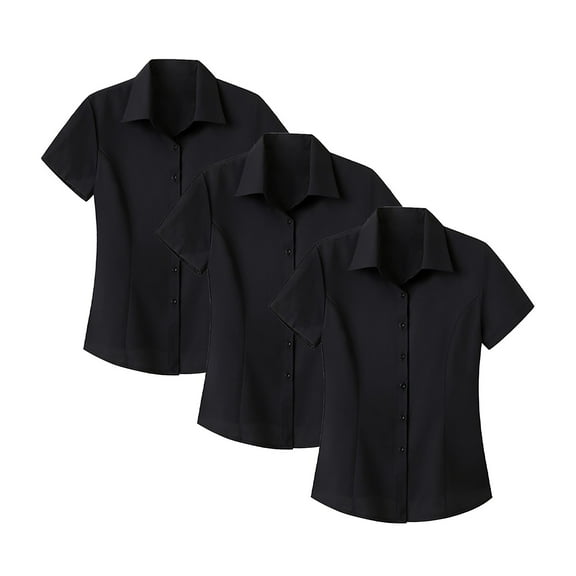 Breezora Wrinkle Free Women's Professional Short Sleeve Shirt Formal Office Wear Interview Attire Easy Care Business Blouse XXL Size