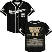 GHFMGBW Breezy Bowl XX tour 2025 jersey rap Chris Brown jersey short sleeve V neck button down shirts unisex hip hop tops