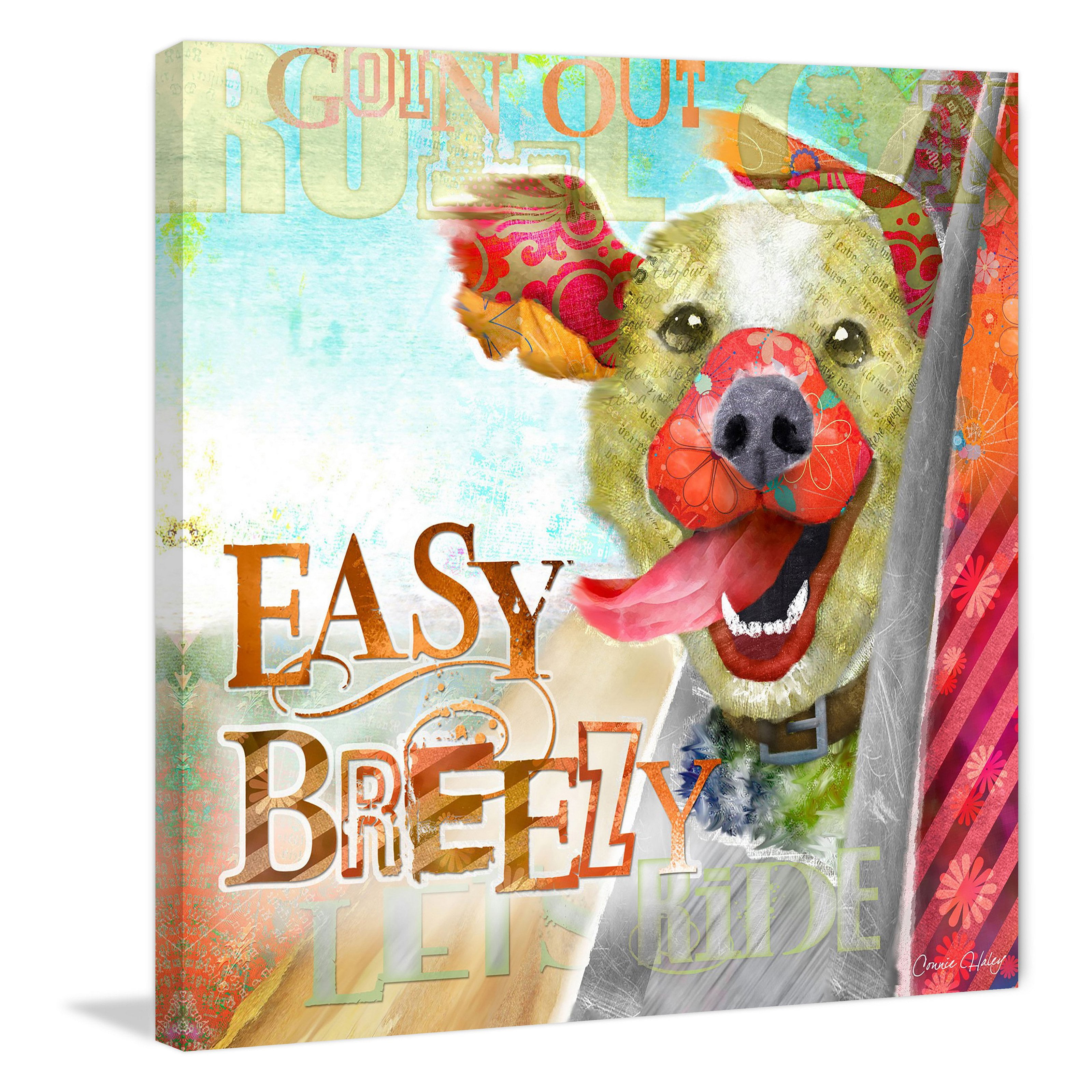 "Breezy Dog" Painting Print on Wrapped Canvas