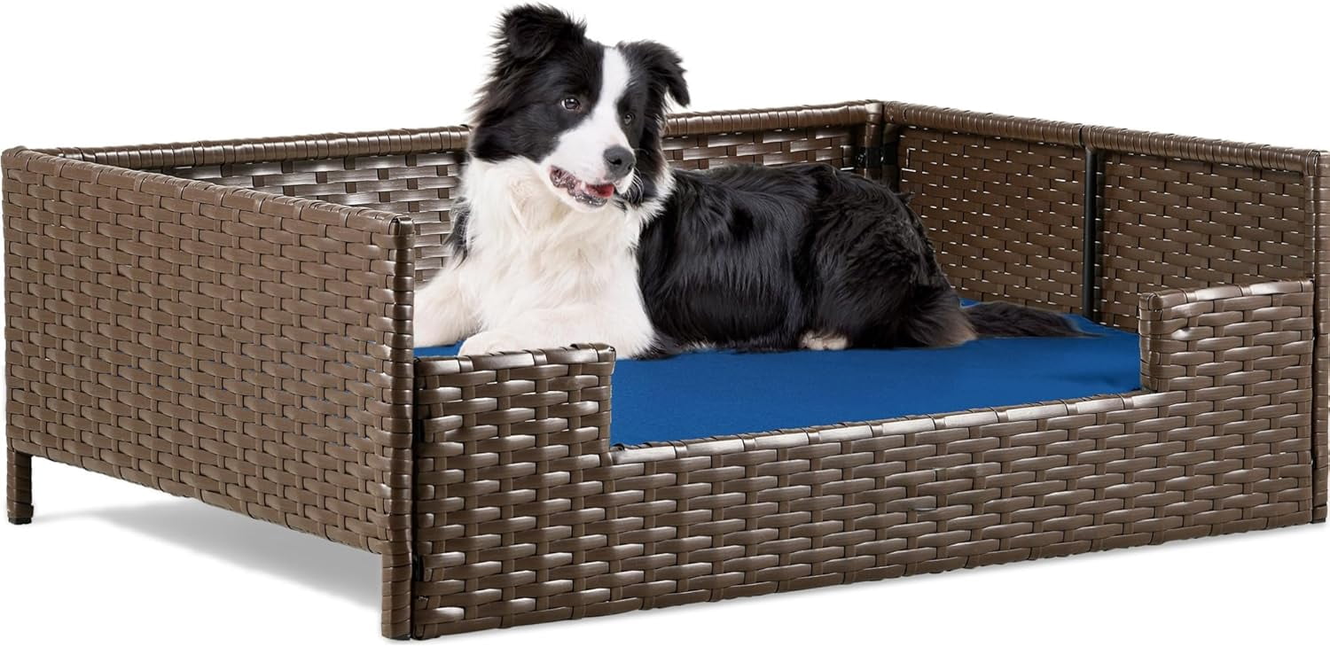 Curated visual reference: Fresh Look at Breezy Living Rattan Dog Sofa Bed With Cushion Wicker Pet
