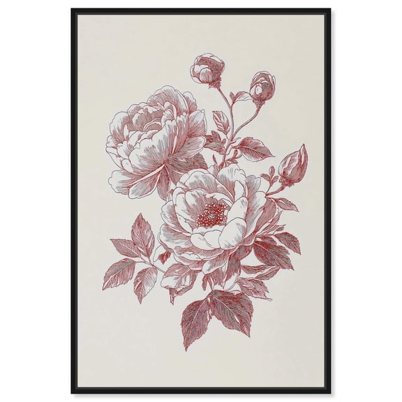 Breezy Red Pencil Blooms Canvas Botanical Wall Art by Art Remedy, Black Frame, 16 x 24