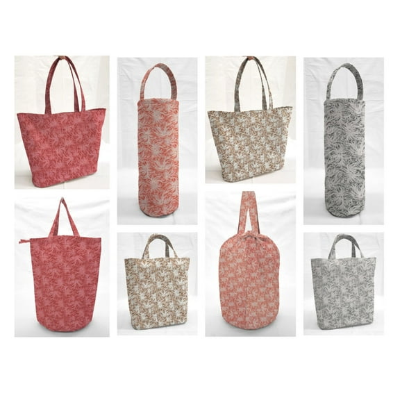 Breezy Swirl Reusable Fabric Gift Bags and/or Bags by Penny's Needful Things (Drawstring Tote) (Brown)