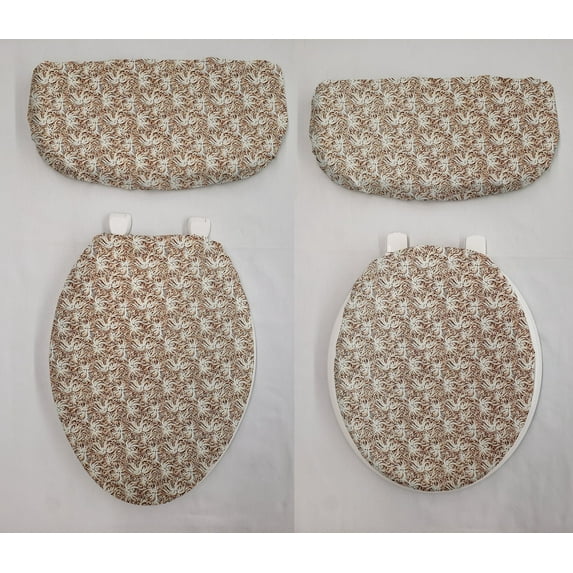 Breezy Swirl Toilet Seat Lid and Tank Cover Set by Penny's Needful Things (Brown)