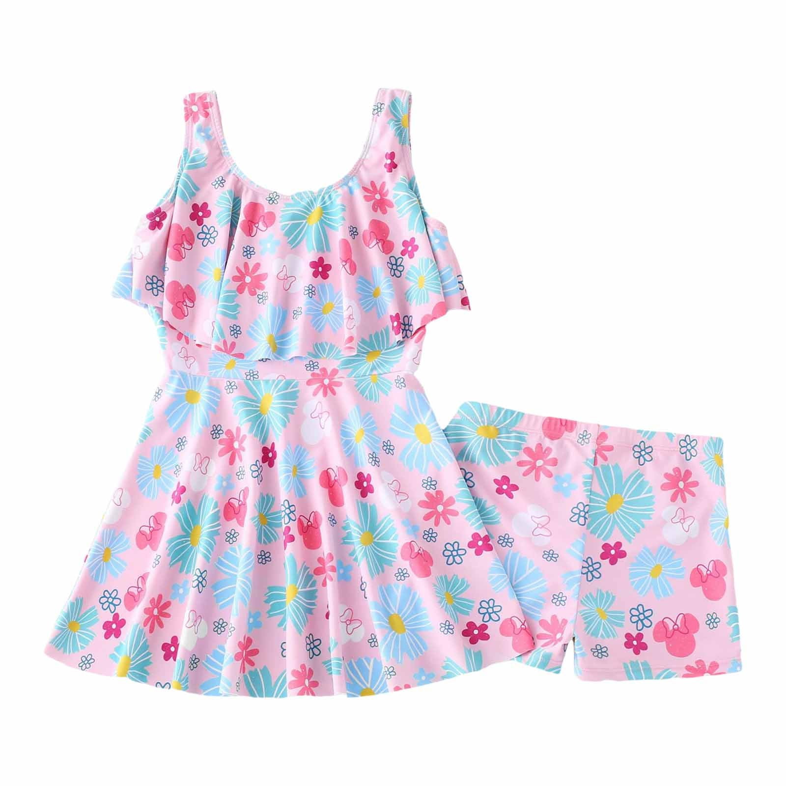 Girls Floral Red Buttery Soft Swimsuit With UPF 50+