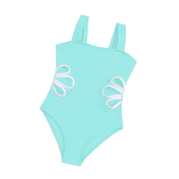 BreezyBloom Girls UPF 50+ One Piece Swimsuit Flower Print Cutout Beach Swimwear Bathing Suit,Sizes 8-9