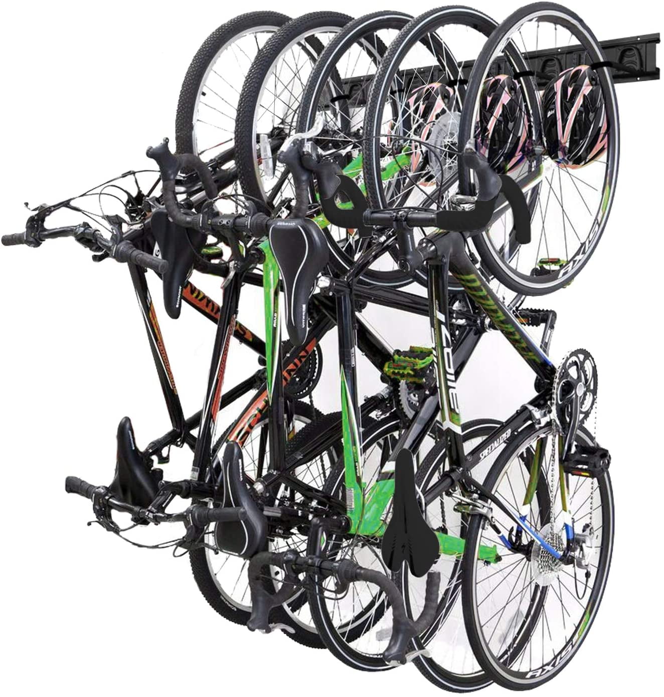 BreezyLife Bike Storage Rack Wall Mount Garage Hanger for 6 Bicycles & 3 Helmets