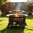 thumbnail image 1 of Breezz 20 Inch Propane Fire Pit with Grill, 60000 BTU Smokeless Gas Firepit for Outside Patio,with Foldable Cooking Grate & 7 lbs Lava Rocks, Adjustable Flame, Outdoor Camping BBQ, 1 of 7