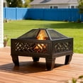thumbnail image 1 of Breezz Update Version 26 Inch Wood Burning Fire Pit with Cooking Grill and Spark Screen, Outdoor Metal Firepit for Patio, Backyard, Bonfire Party, Camping and Garden, 1 of 15