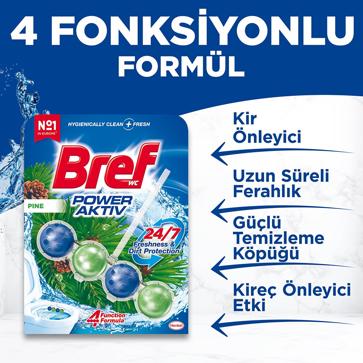 Bref WC Power Aktiv Duopack Solid Toilet Block Pine