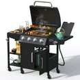 thumbnail image 1 of 4 Burner Propane Gas Grill with 3 Tier Shelf, 50000 BTU Outdoor Cooking Stainless Steel BBQ Grills Cabinet,Can be Placed Smoke Box，Black, 1 of 10