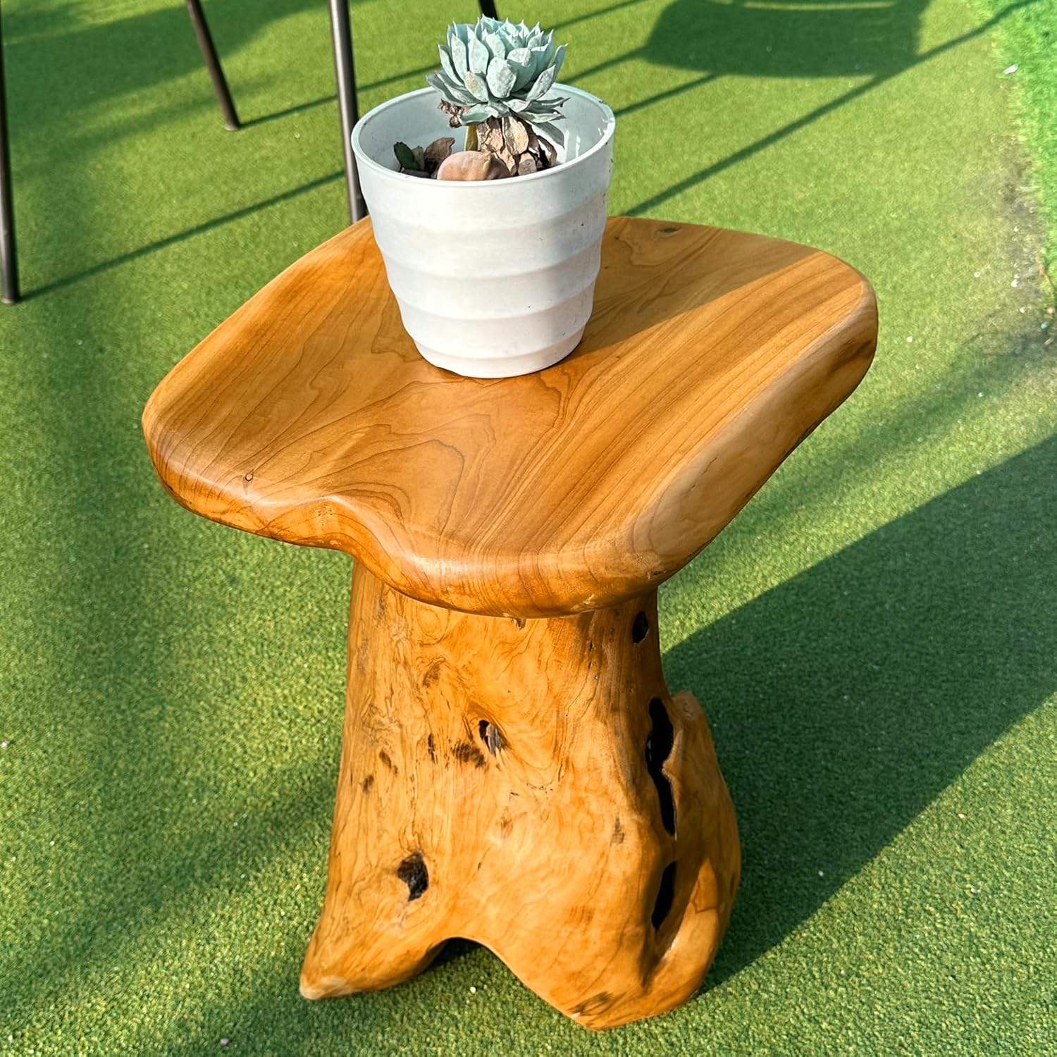 Brefhome Tree Stump Stool, Natural Live Edge Side Table for Sofa, Wood ...