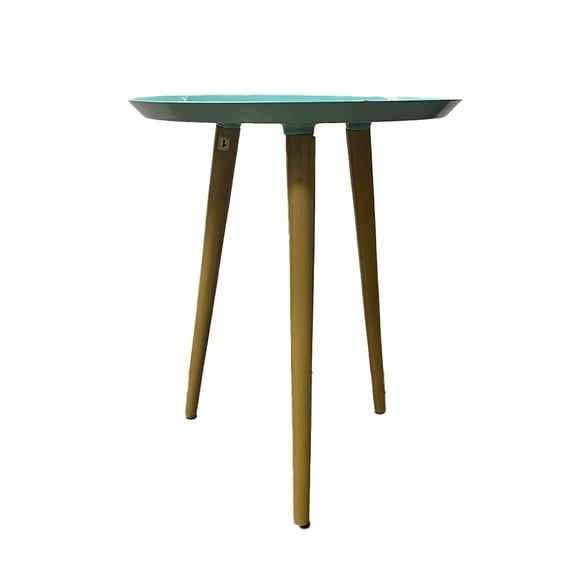 Bregenz Collection Enamel-Coated Metal End Table Versatile Indoor Decor & Serving Table for Home and Office, Light Blue, 16 x 19 inches