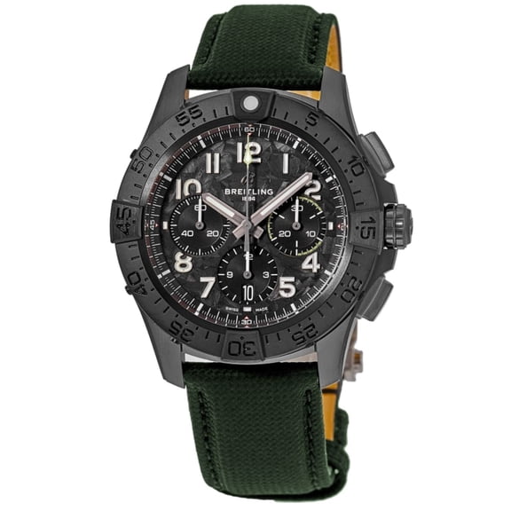 Breitling Avenger B01 Chronograph 46 Night Mission Automatic Black Dial Leather Strap Men's Watch SB0148101B1X1