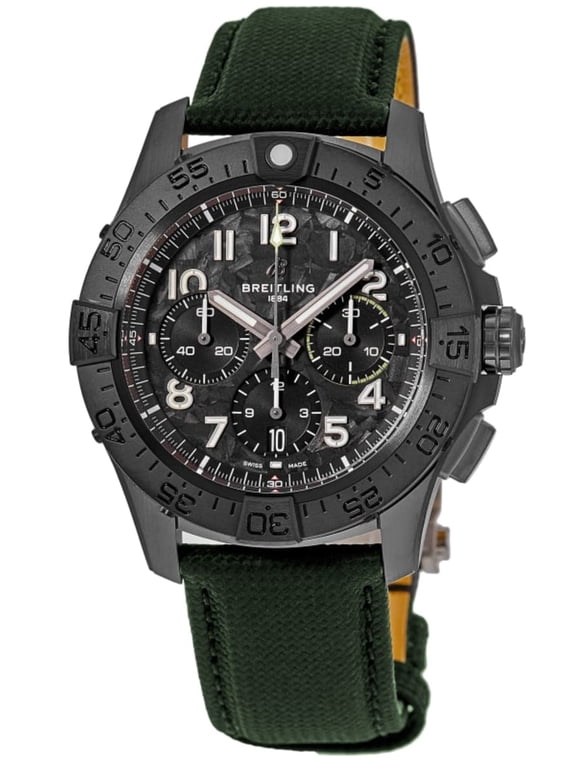 Avenger B01 Chronograph 46 Night Mission Automatic Black Dial Leather Strap Men's Watch SB0148101B1X1