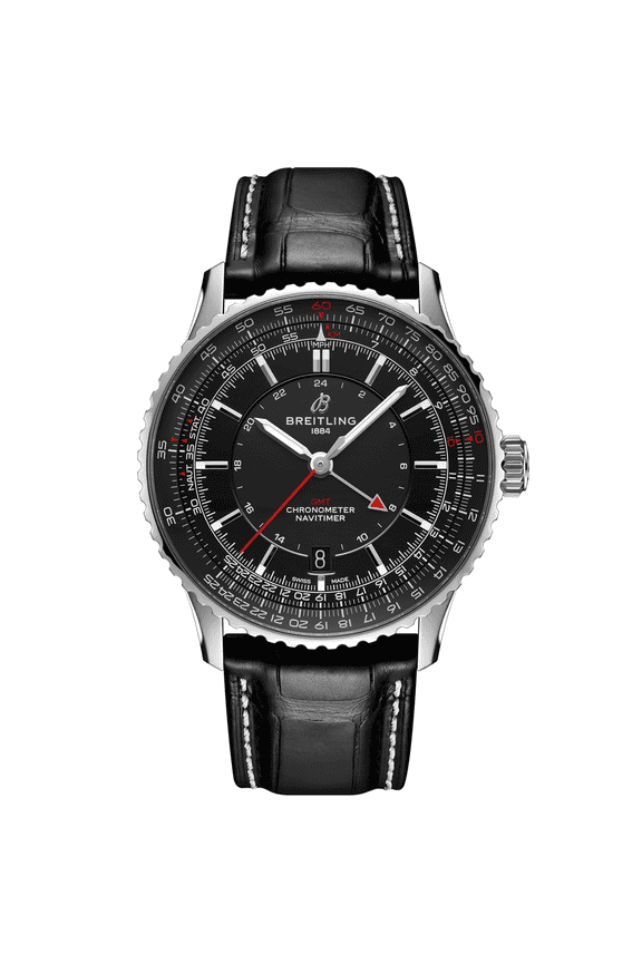 Navitimer Automatic 41 GMT Black Dial Leather Strap Men's Watch A32310251B1P1