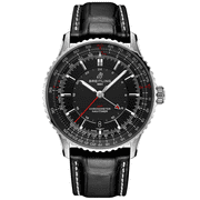 Breitling Navitimer Automatic 41 GMT Black Dial Leather Strap Mens Watch A32310251B1P1