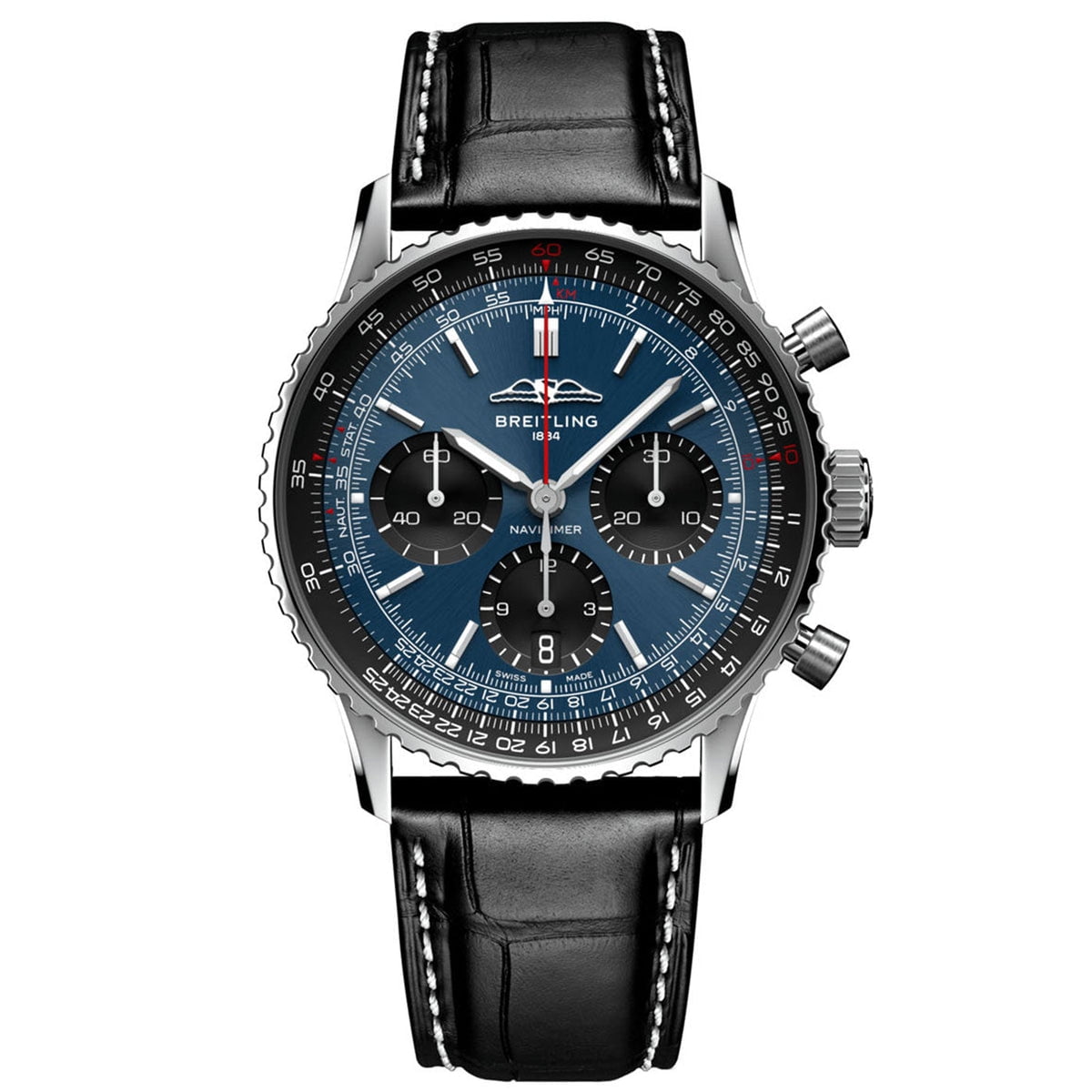 BREITLING Navitimer B01 Chronograph 41 Automatic Blue Dial Leather Strap Men's Watch AB0139241C1P1