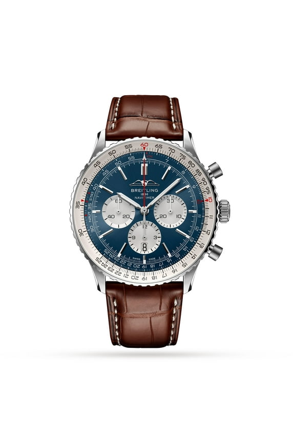 Navitimer B01 Chronograph 46 Automatic Blue Dial Leather Strap Men's Watch AB0137211C1P1