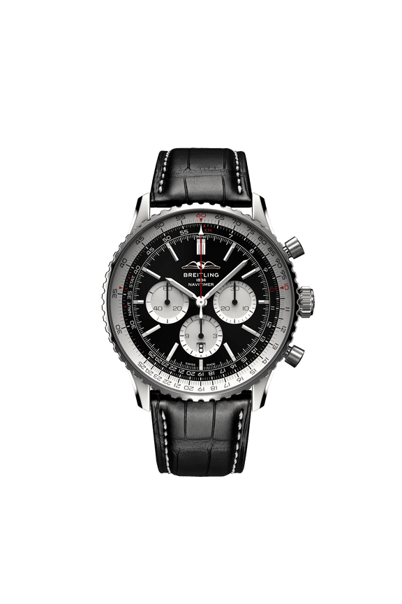 Navitimer B01 Chronograph 46 Black Dial Leather Strap Men's Watch AB0137211B1P1