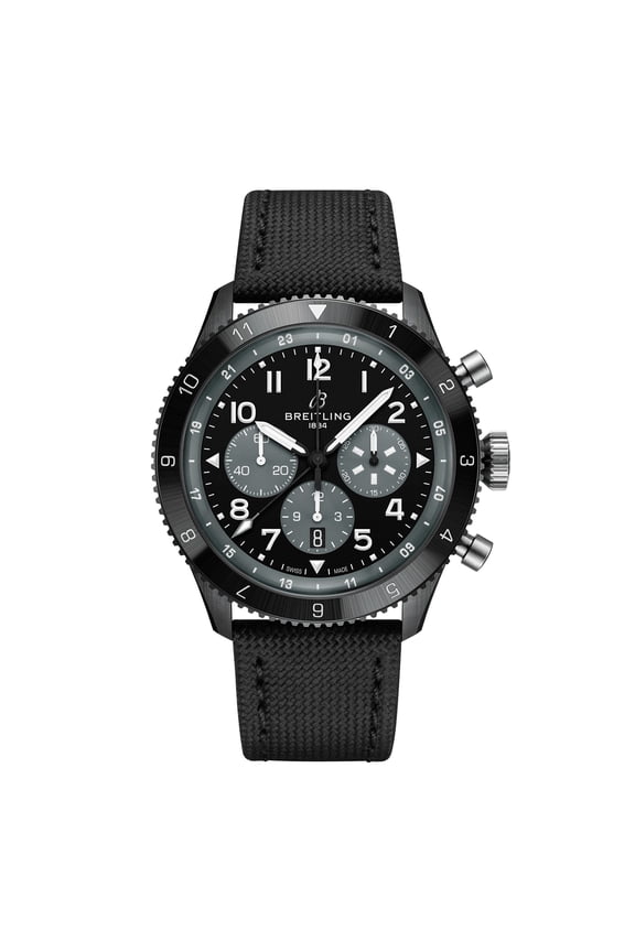 Super Avi B04 Chronograph GMT 46 Mosquito Night Fighter Automatic Black Dial Fabric Strap Men's Watch SB04451A1B1X1