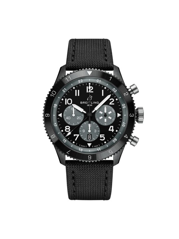 Super Avi B04 Chronograph GMT 46 Mosquito Night Fighter Automatic Black Dial Fabric Strap Men's Watch SB04451A1B1X1