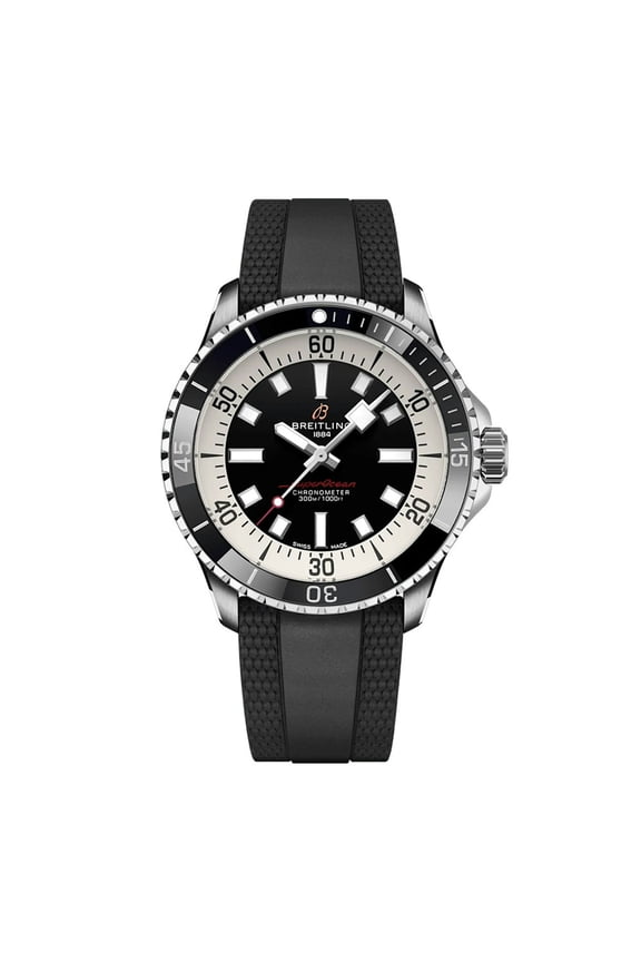 Superocean Automatic 42 Black Dial Rubber Strap Men's Watch A17375211B1S1