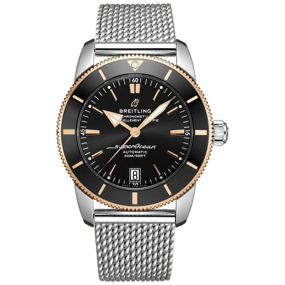 Breitling UB2010121B1A1 Superocean Heritage II Black Dial Men's Stainless Steel Mesh Watch