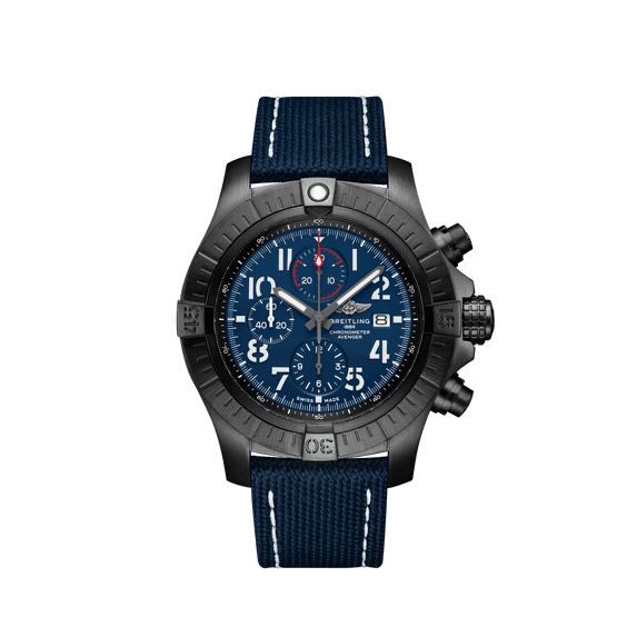 Breitling V13375101C1X1 Super Avenger Chronograph 48 Blue Dial Men's Leather Watch