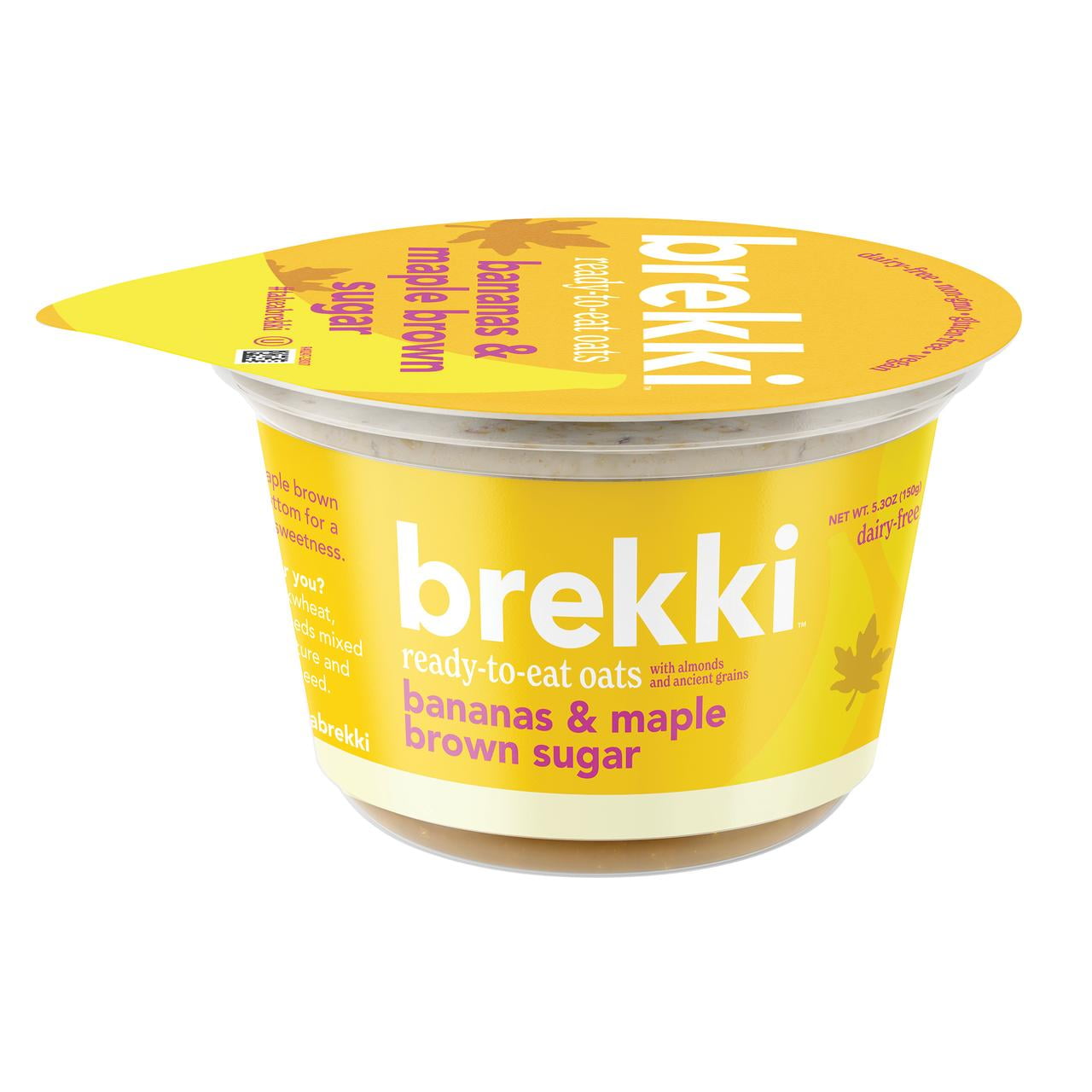 Brekki Gluten-Free Bananas & Maple Brown Sugar Ready-to-Eat Overnight Oats, Refrigerated Cup 5.3 oz