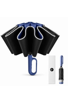 Breliio Storm Umbrella, Reverse Folding Umbrella with Carabiner Handle, Wind-Resistant Compact Travel Umbrella for Men Women, Large Coverage Portable Inverted Rain Umbrella