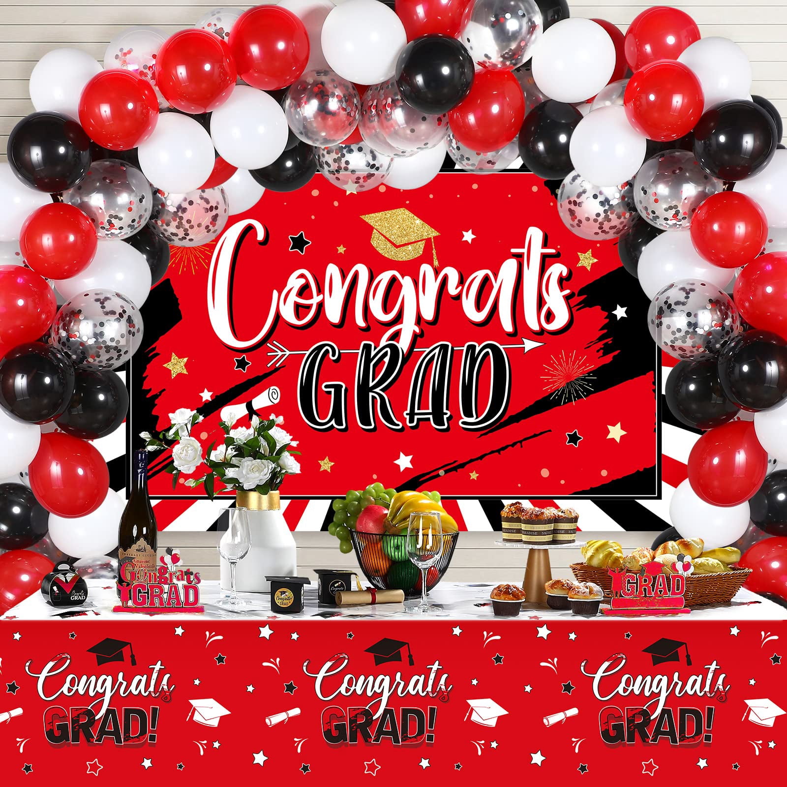Breling 53 Pcs Graduation RRF12 Decorations 2025 Congrats Grad Backdrop ...